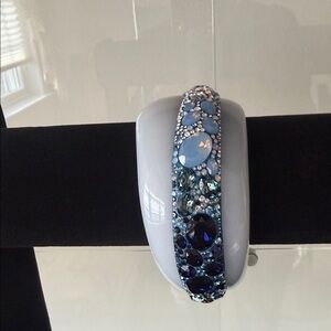 Swarovski ginseng multi blue and Clear Crystal milky white glass Bangle